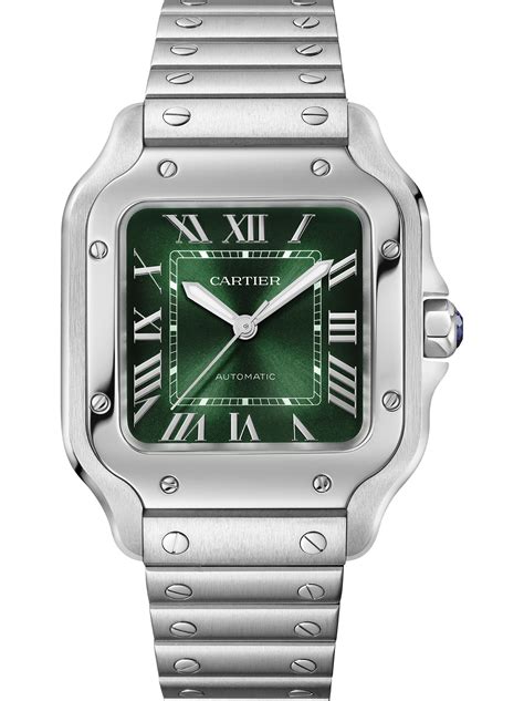 cartier santos.green|Cartier Santos green face.